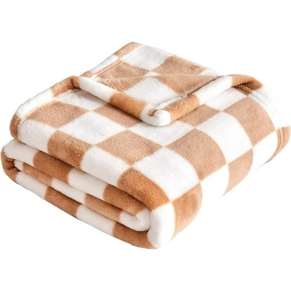 Plaid Blanket Wool Blanket, Super Soft, Warm and Lightweight Blanket, 30''x40'', Khaki