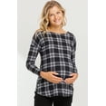 thumbnail image 1 of Plaid Boat Neck Maternity Knit Top, 1 of 3