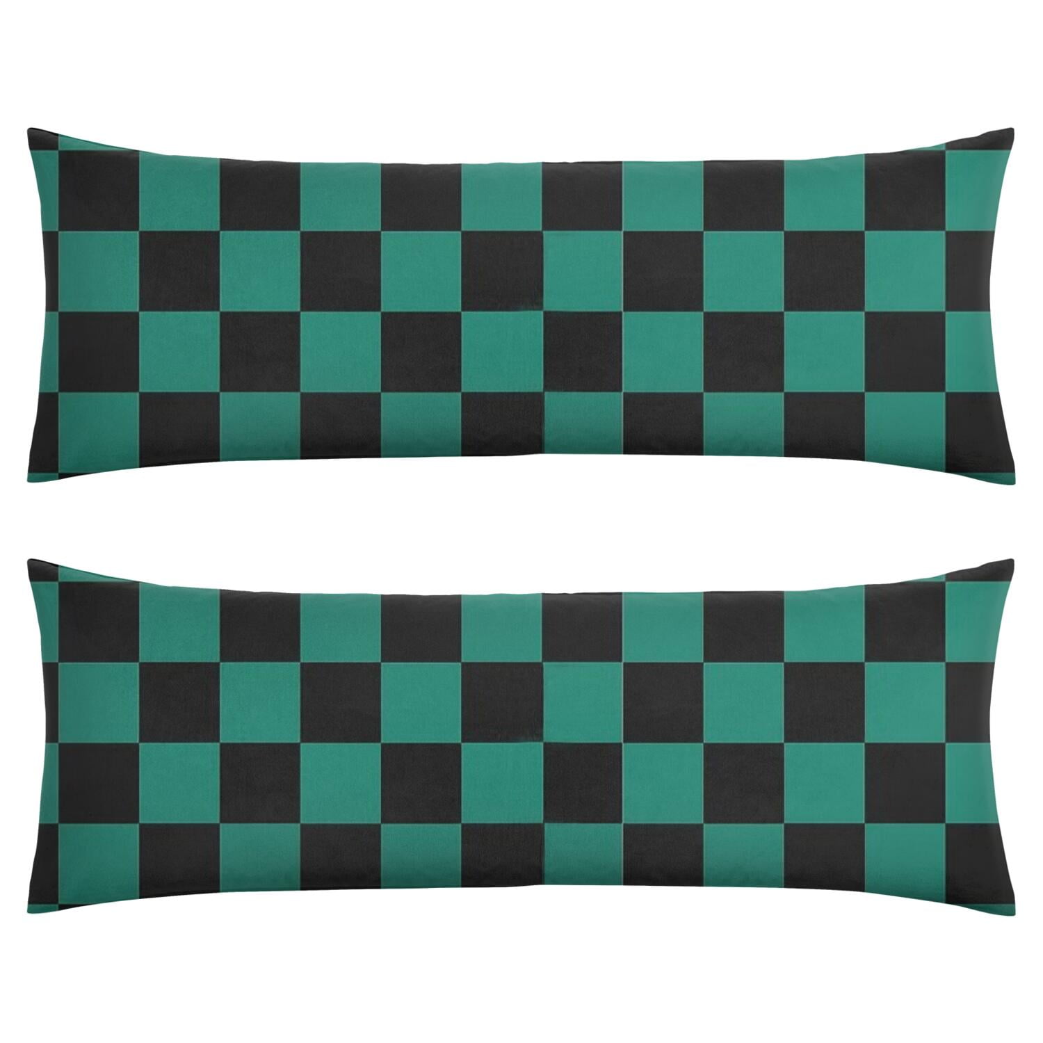 Plaid Body Pillow Cover 20x54 - Soft Checkered Pillow Case with Zipper, Full Body Support Pillow Protector for Bed, Office & Car - Machine Washable