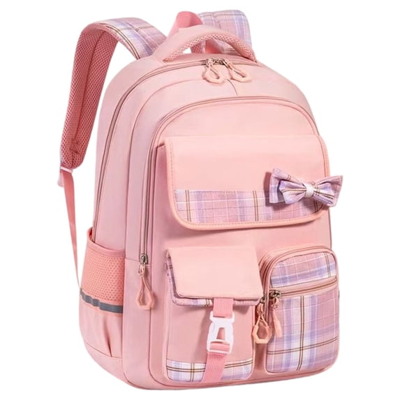 Plaid Bow Backpack, Multi Pocket Casual Daypack, Lightweight Travel Rucksack, Preppy Shoulder Bag, Waterproof Knapsack, Large Capacity Carryall for Daily Commute, Weekend Trip, Casual Use
