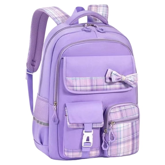 Plaid Bow Backpack, Multi Pocket Casual Daypack, Lightweight Travel Rucksack, Preppy Shoulder Bag, Waterproof Knapsack, Large Capacity Carryall for Daily Commute, Weekend Trip, Casual Use