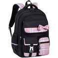 thumbnail image 1 of Plaid Bow Backpack, Multi Pocket Casual Daypack, Lightweight Travel Rucksack, Preppy Shoulder Bag, Waterproof Knapsack, Large Capacity Carryall for Daily Commute, Weekend Trip, Casual Use, 1 of 5