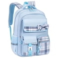 thumbnail image 1 of Plaid Bow Backpack, Multi Pocket Casual Daypack, Lightweight Travel Rucksack, Preppy Shoulder Bag, Waterproof Knapsack, Large Capacity Carryall for Daily Commute, Weekend Trip, Casual Use, 1 of 6