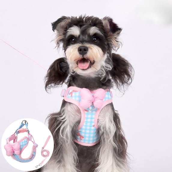 Plaid Breathable Pet Harness Set, Versatile Small Dog Harness For Small & Medium Cats And Dogs