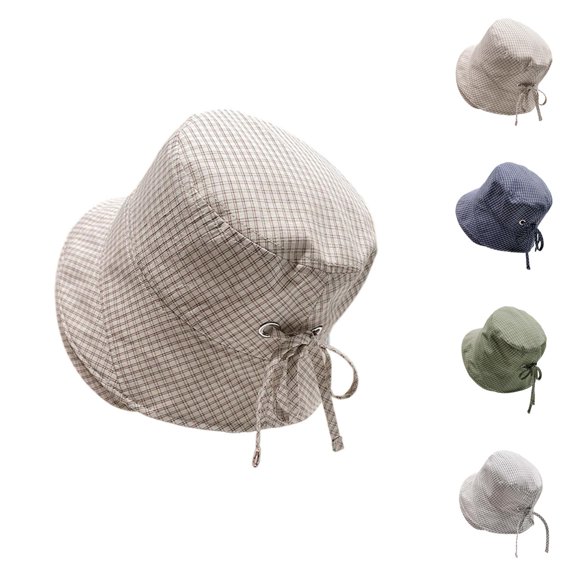 Plaid Bucket Hats for Women – Japanese Style Foldable Sun Hat UV Protection, Summer Vacation Hat for Travel, Outdoor Hiking and Garden