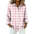 thumbnail image 1 of Plaid Button Down Shirts for Women Business Dressy Top Cute Soft Plaid Blouse Dress Shirt Lightweight Spring Blouses Rolled Up Boyfriend Top Button Down Collared Casual Tops Plaid Tops for Women, 1 of 5