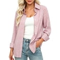 thumbnail image 1 of Plaid Button Down Shirts for Women Helii Loose Fit Tunic Blouse Classic Business Casual Top Collared Office Work Shirt for Fall Winter Layering 2026 New | XL Size, 1 of 5