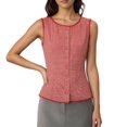 thumbnail image 1 of Plaid Button Tank Tops for Women Sleeveless Crew Neck Lace Vest Slim Fit Cotton Y2k Elegant Tops Casual Work Tops for Spring Summer(Red,L), 1 of 4