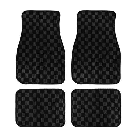 Plaid Car Floor Mats Set of 4, Checkered Pattern Front and Rear All-Weather Carpets with Non- Backing, Universal Fit for Car, SUV, Truck, and Van