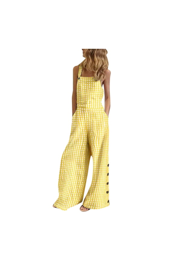 Plaid Casual Juniors Loose Bib Pants Women's Wide Leg Jumpsuits Classic Retro Overall Pants Summer Go Out Dungarees