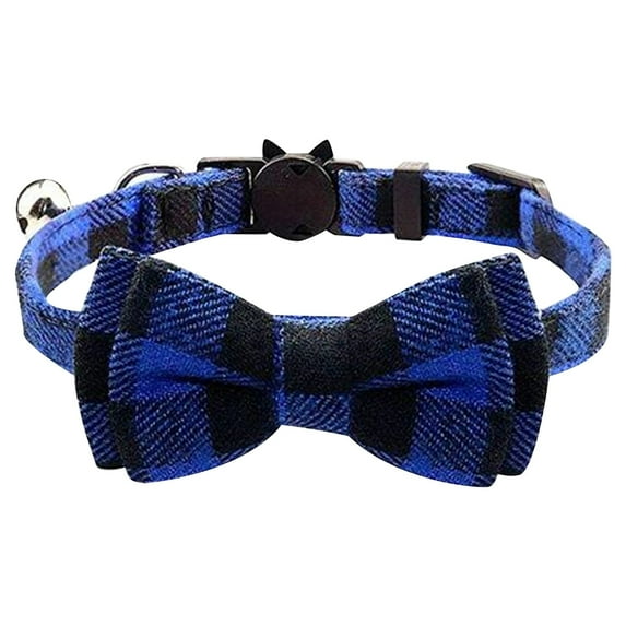 Plaid Cat Collar with Bow Tie Bell Adjustable Pet Neck Strap Safety Buckle Kitten Collar Cute Plaid Pattern Pet Accessory for Cats Small Dogs