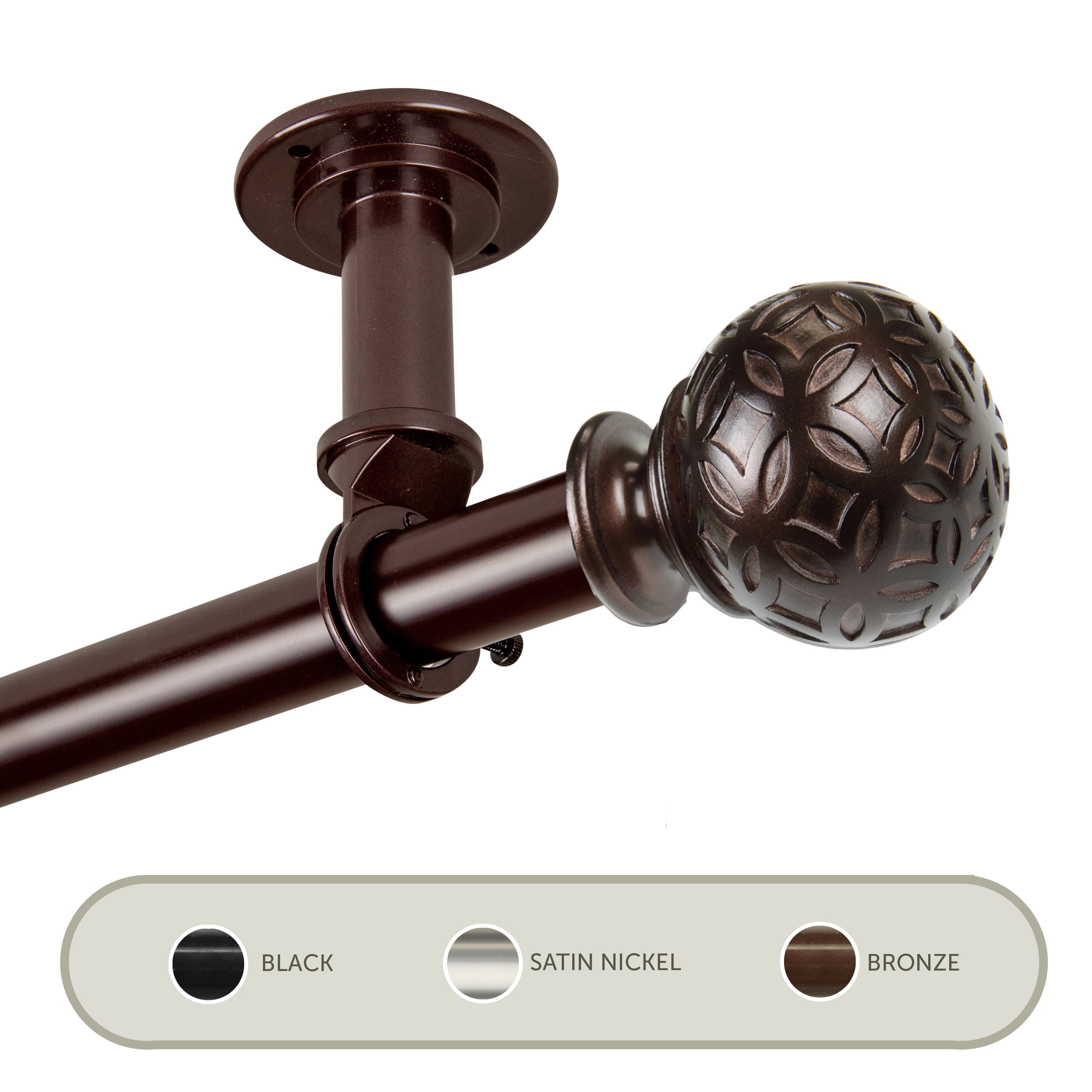 Plaid Ceiling 1" Curtain Rod/ Room Divider 160-240 inch - Bronze