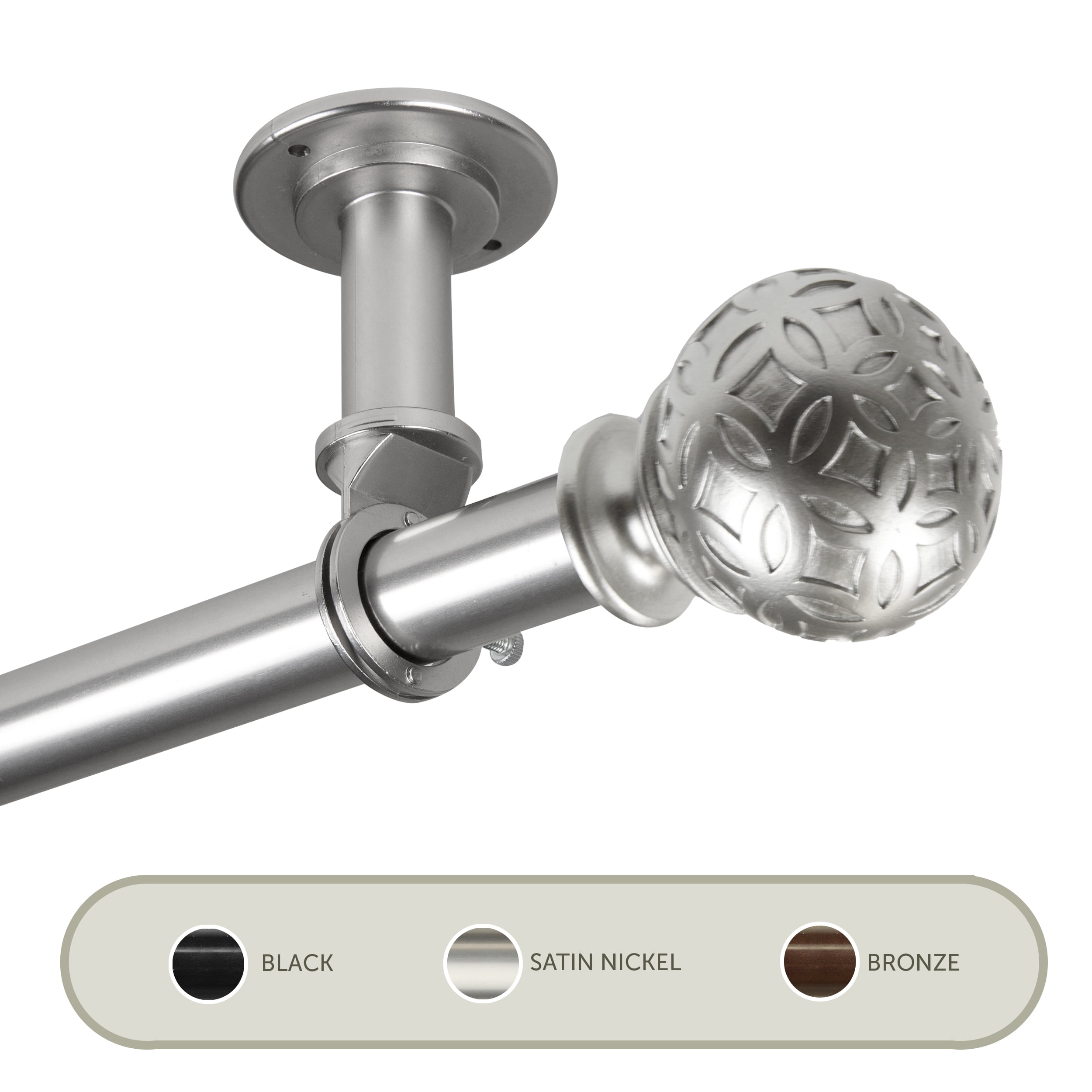 Plaid Ceiling 1" Curtain Rod/ Room Divider 66-120 inch - Satin Nickel