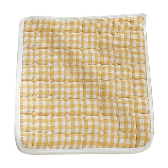 Plaid Chair Pads, Soft Non-Slip Cotton Seat Cushions Kitchen Dining Chair Pads with Ties Office Car Sitting Chair Pads Washable (Yellow)