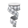 thumbnail image 1 of Plaid Check Grey, White, 2.5" Wired Edge Ribbon - 10 YardsRG0180010, 1 of 2