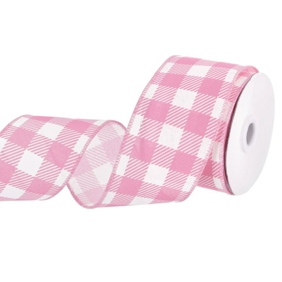 Plaid Check Ribbon, Wired Edge Gingham Ribbon for Gift Wrapping, DIY, Christmas Decoration and Bow Craft Purple / 2.5 Inch x 10 Yards