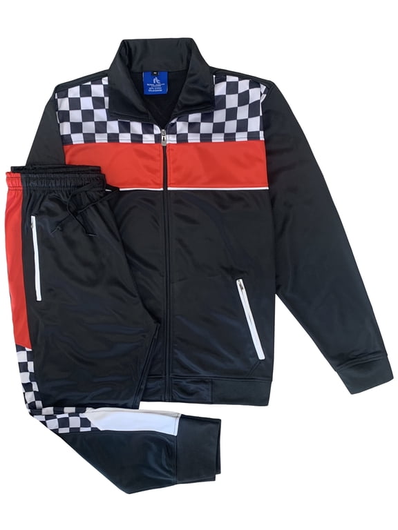 Plaid Checker style jogger tracksuit Men