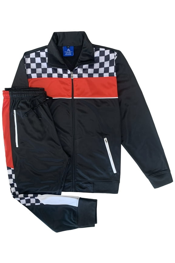 Plaid Checker style jogger tracksuit Men