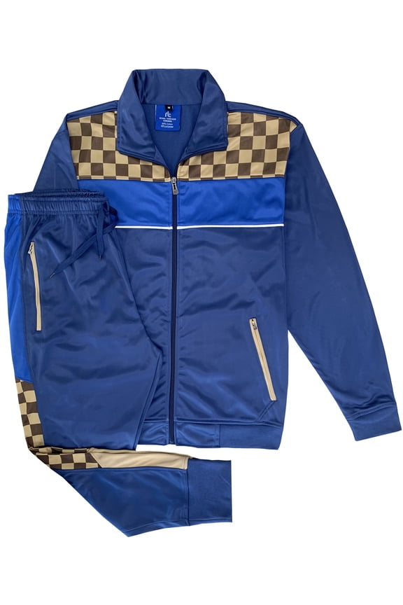 Plaid Checker style jogger tracksuit Men