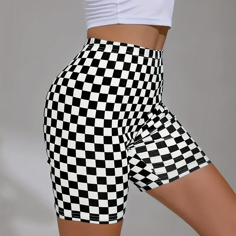 Black and white checkered cycling shorts best sale