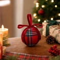thumbnail image 1 of Plaid Christmas Ball Ornaments Shatterproof Velvet Tree Decorations with Hanging Loop 3.15in 1PC, 1 of 5