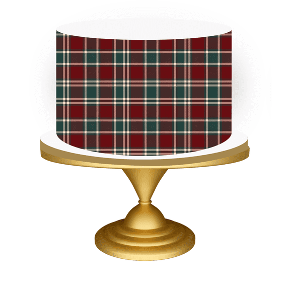 Plaid Christmas Cake Topper, Edible Christmas cake Toppers, Christmas Plaid Print
