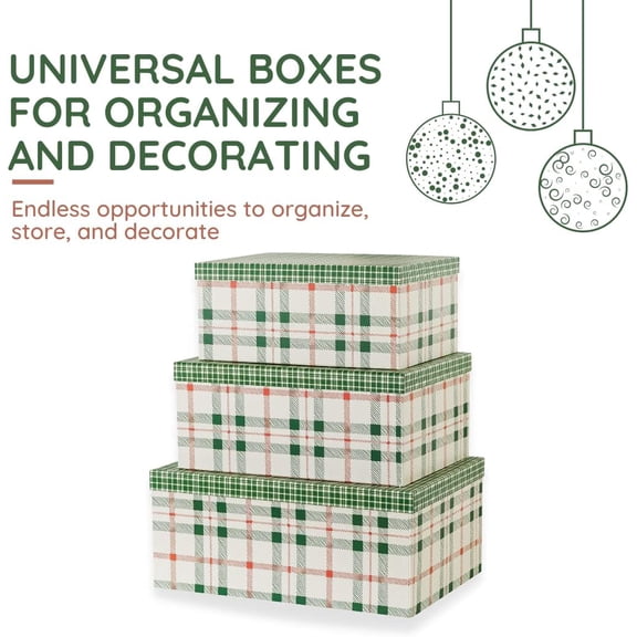 Plaid Christmas Gift Box - Set of 3
