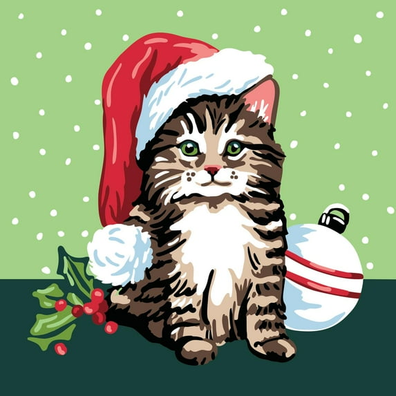 Plaid Christmas Kitten Modern Paint-by-Number Art Kit, 12 Piece