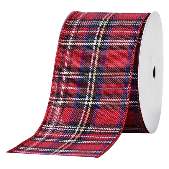 Plaid Christmas Ribbon 2.5 Inch x 10 Yards , Wired Edge Holiday Tree Ribbon for Christmas Tree, Garland, Wreaths, Bows, Gift Wrapping and Decor