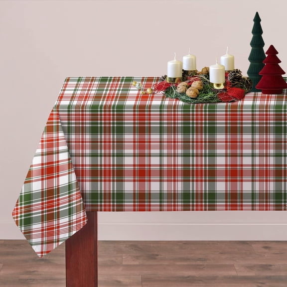 Plaid Christmas Tablecloth, Christmas Table Cloth Red Plaid Holiday Rectangular Tablecloth For Christmas Decor, Waterproof Wrinkle Free Red Plaid Christmas Tablecloth For Rectangle Tables 60 X 84