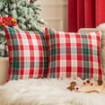 thumbnail image 1 of Plaid Christmas Throw Pillow Covers 18x18 Inch Red and White Decorative Pillow Covers Set of 2 Accent Pillow Cases for Holiday Home Decor Cushion Covers Woven Fabric with Gold Thread, 1 of 6