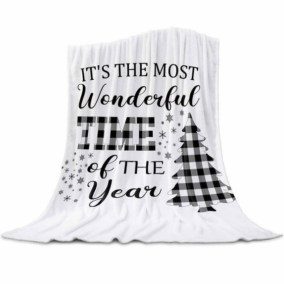 Plaid Christmas Tree Flannel Blanket for Bed,Travel and Camping, It's The Most Wonderful Time of The Year Super Soft Cozy Blanket for All Seasons 40" x 50"