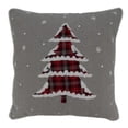 thumbnail image 1 of Plaid Christmas Tree Pillow Cover, Grey, 1 of 1