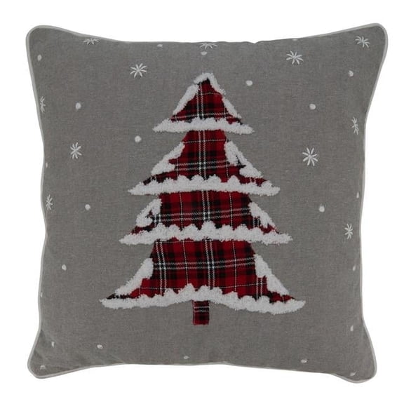 Plaid Christmas Tree Pillow Cover, Grey