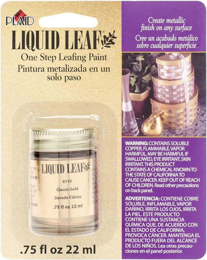 Plaid, Classic Gold 6110 Craft Liquid One Step Leafing Paint, 0.75