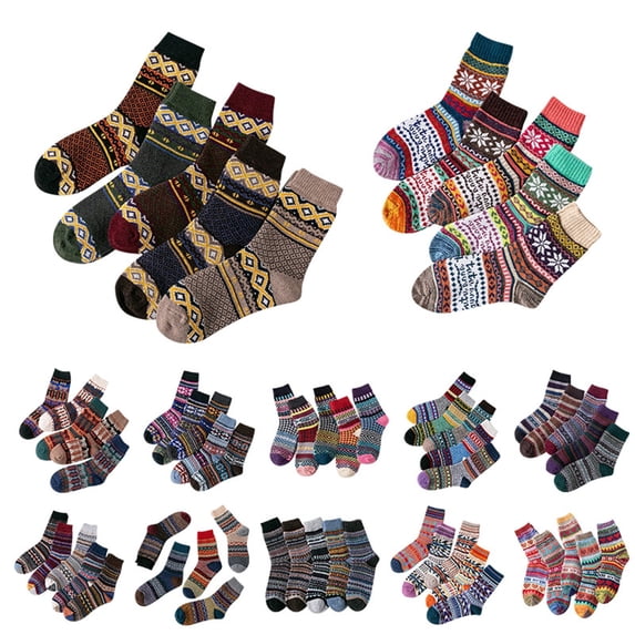 Plaid Coarse Weave Women's Mid Calf Socks 5 Pairs Thick Vibrant Colors Knee High Socks Grey2 One Size