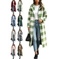 thumbnail image 1 of Plaid Coats for Women Casual Hooded Long Oversized Loose Fit Fuzzy Warm Outerwear, 1 of 8