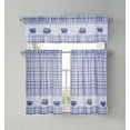thumbnail image 1 of Plaid Coffee Time 3 Pc Cafe Kitchen Curtain Tier & Valance Set - Gray/Blue, 1 of 3