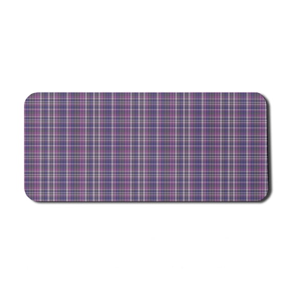 Plaid Computer Mouse Pad, Illustration of Checkered Inspired Design, Rectangle Non-Slip Rubber Mousepad X-Large, 35" x 15" Gaming Size, Violet Blue Pale Fuchsia, by Ambesonne