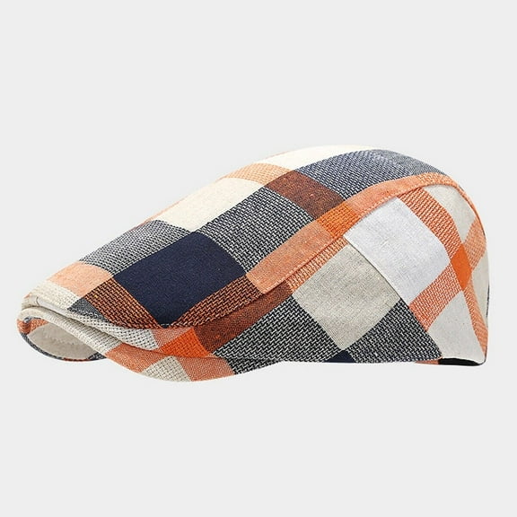 Plaid Cotton Gatsby Cap Newsboy Cabbie Golf Driving Flat Beret Hat for Men Women