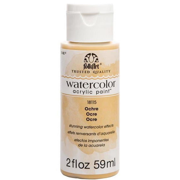 Plaid-Craft FAWA-18115 2 oz FolkArt Watercolor Acrylic Paint - Ochre