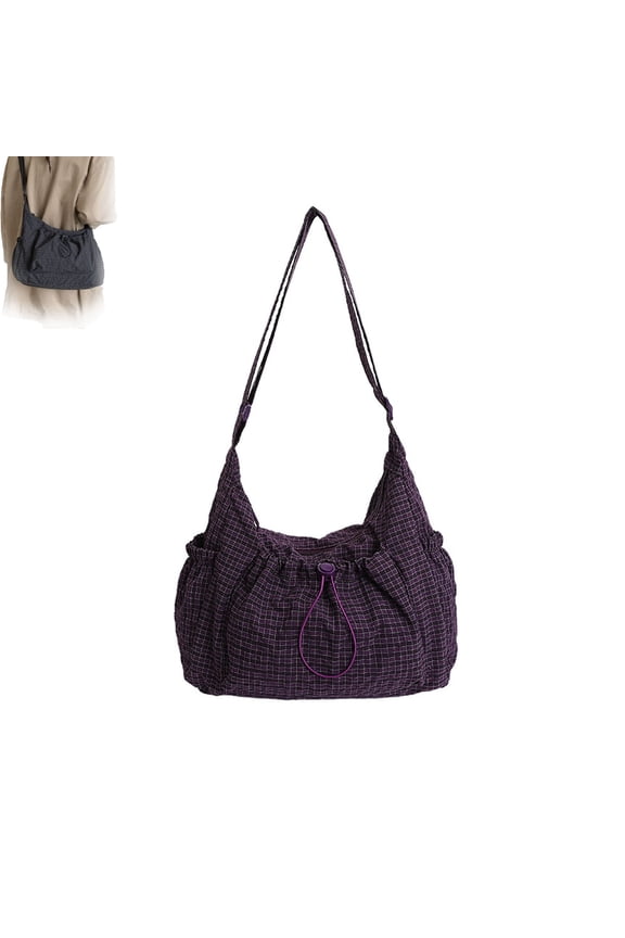 , Plaid Crossbody Shoulder Bag, Slouchy Hobo Crossbody Bag, Cute Messenger Bag, for Daily Work Commute