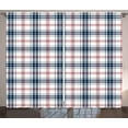 thumbnail image 1 of Ambesonne Plaid Curtains 2 Panel Set, British Country Pattern, 108" x 63", Vermilion Navy Blue, 1 of 3