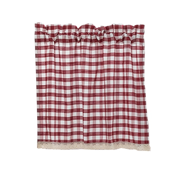 Plaid Curtains ,Cottage Country Curtains With Filtered Light For Bedrooms, Living Room - red