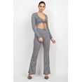 thumbnail image 1 of Plaid Cut-out Long Sleeve Top & Pants Set Black/White ' S, 1 of 5