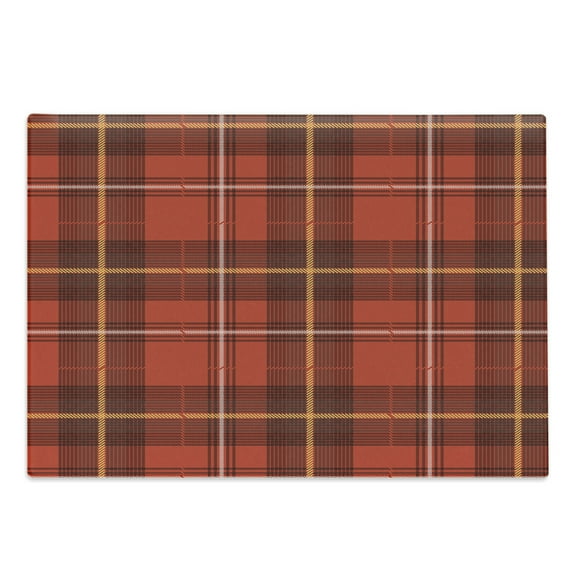 Plaid Cutting Board, Old European Cultural Pattern with Geometrical Design Elements Checkered and Abstract, Decorative Tempered Glass Cutting and Serving Board, in 3 Sizes, by Ambesonne