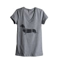 thumbnail image 1 of Plaid Dachshund Women's Fashion Relaxed V-Neck T-Shirt Tee Heather Grey Large, 1 of 3