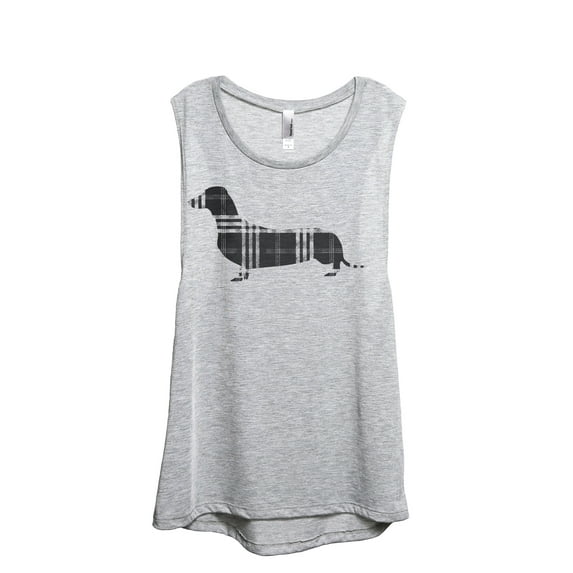 Plaid Dachshund Women's Fashion Sleeveless Muscle Workout Yoga Tank Top Sport Grey Small