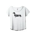 thumbnail image 1 of Plaid Dachshund Women's Fashion Slouchy Dolman T-Shirt Tee Heather White Large, 1 of 3