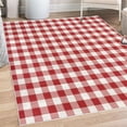 thumbnail image 1 of Plaid Decorative Rug, Lumberjack Fashion Buffalo Checks Pattern Retro Style Grid Composition, Quality Carpet for Bedroom Dorm and Living Room, 6 Sizes, Red and White, by Ambesonne, 1 of 4
